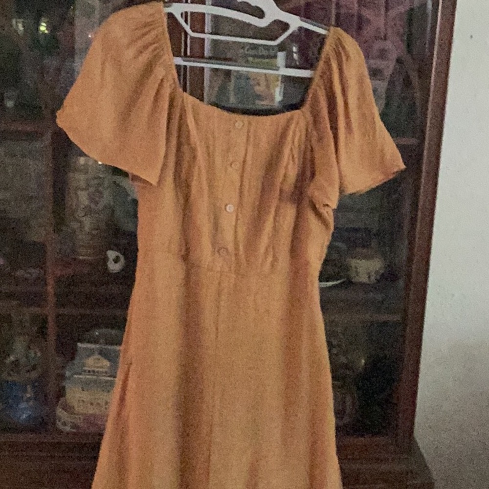 Luxology Brown Ruffled Maxi Sundress Square Neck a9
